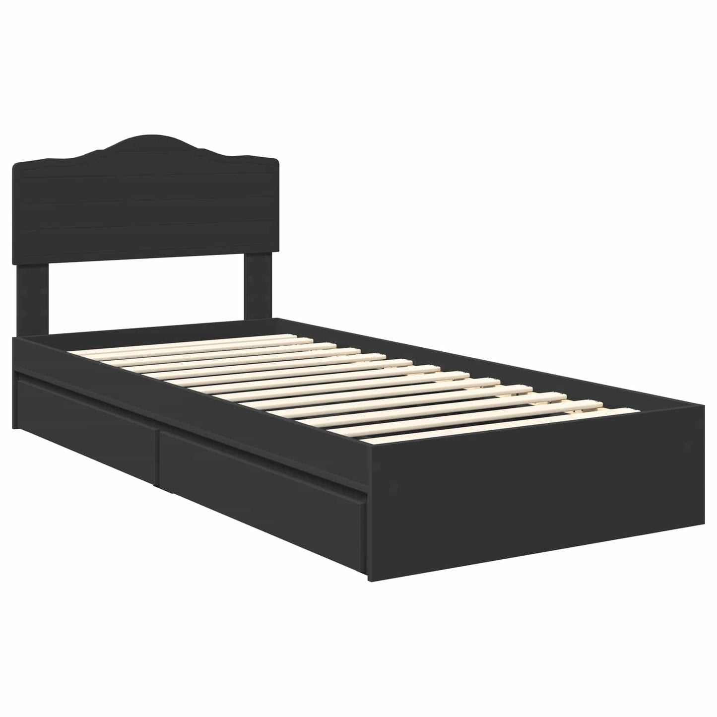 Storage Bed with Headboard Black 90 x 190 cm Engineered Wood