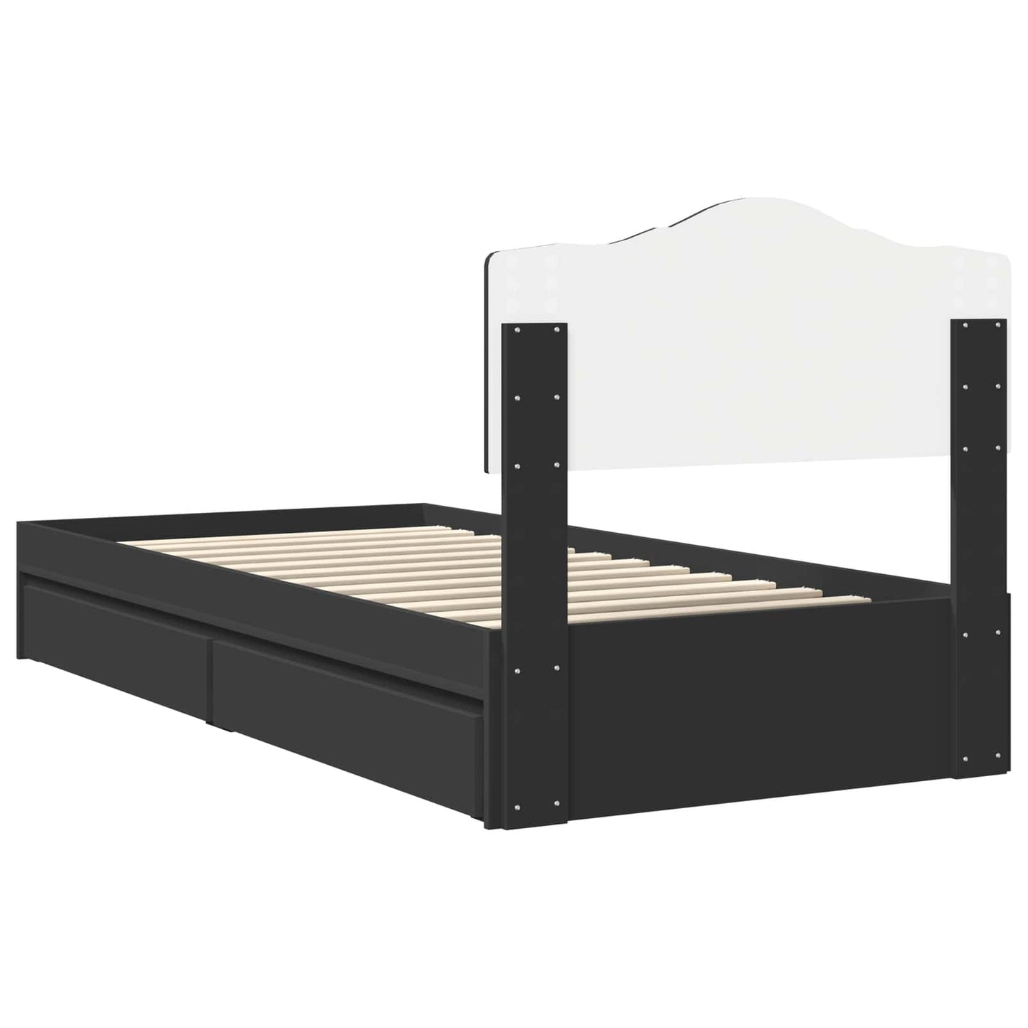 Storage Bed with Headboard Black 90 x 190 cm Engineered Wood