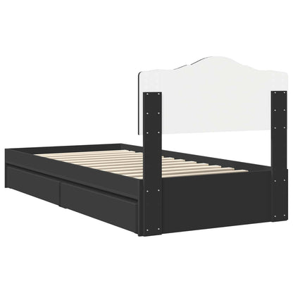 Storage Bed with Headboard Black 90 x 190 cm Engineered Wood