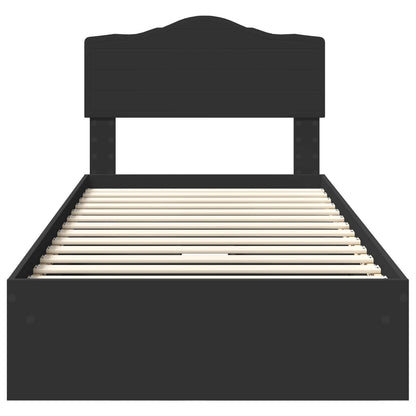 Storage Bed with Headboard Black 90 x 190 cm Engineered Wood