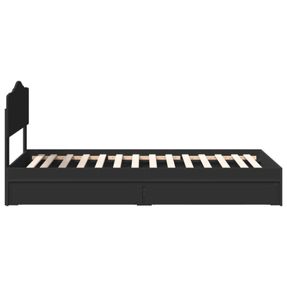 Storage Bed with Headboard Black 90 x 190 cm Engineered Wood