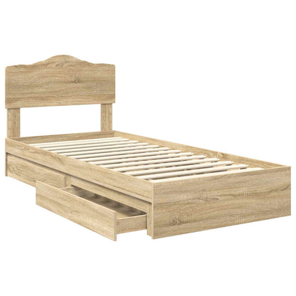 Storage Bed with Drawer Sonoma Oak 90 x 190 cm Engineered Wood