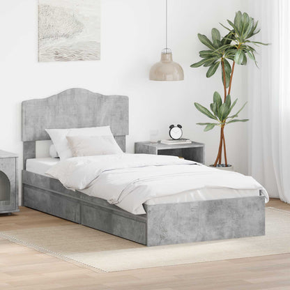 Storage Bed Concrete Grey 90 x 190 cm Engineered Wood