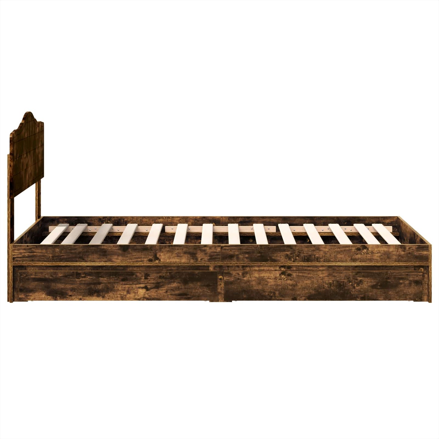 Storage Bed with Drawer Smoked Oak 90 x 190 cm Engineered Wood