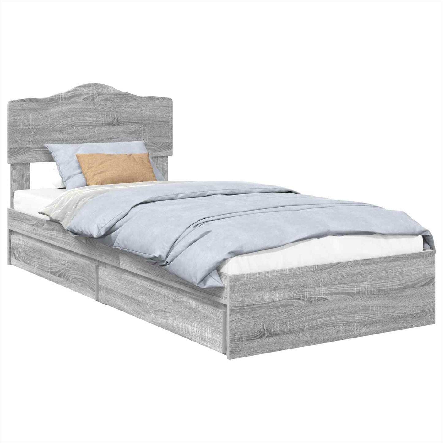 Storage Bed with Drawer Grey Sonoma 90 x 190 cm Engineered Wood