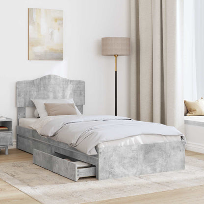 Storage Bed Concrete Grey 70 x 190 cm Engineered Wood