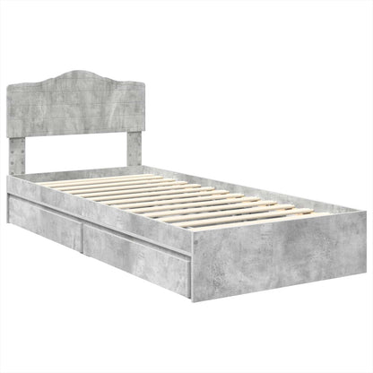 Storage Bed Concrete Grey 70 x 190 cm Engineered Wood