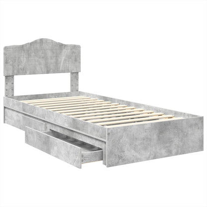 Storage Bed Concrete Grey 70 x 190 cm Engineered Wood