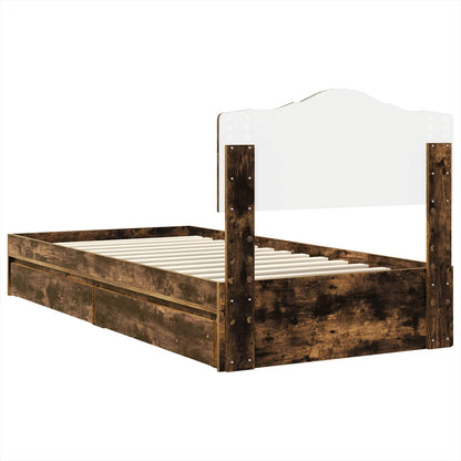 Storage Bed with Drawer Smoked Oak 70 x 190 cm Engineered Wood