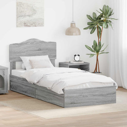 Storage Bed with Drawer Grey Sonoma 70 x 190 cm Engineered Wood