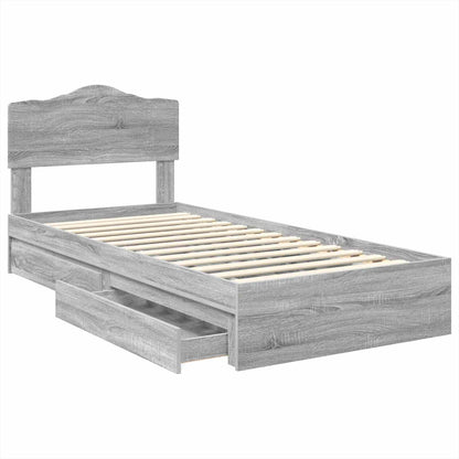 Storage Bed with Drawer Grey Sonoma 70 x 190 cm Engineered Wood