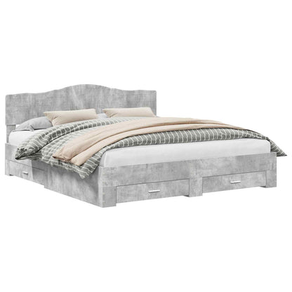 Bed Frame Concrete Grey 200 x 200 cm Engineered Wood