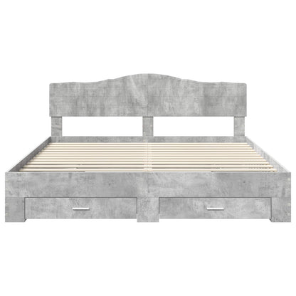 Bed Frame Concrete Grey 200 x 200 cm Engineered Wood