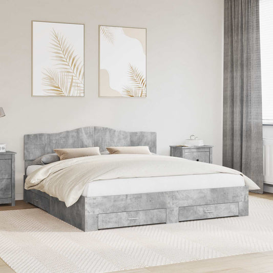Bed Frame Concrete Grey 180 x 200 cm Engineered Wood