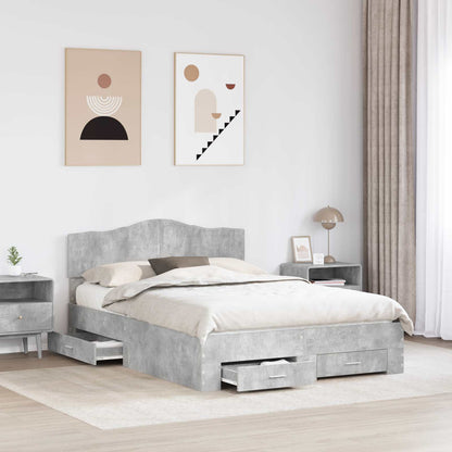 Bed Frame Concrete Grey 160 x 200 cm Engineered Wood