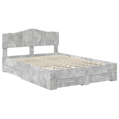 Bed Frame Concrete Grey 160 x 200 cm Engineered Wood