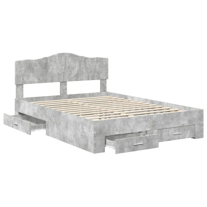 Bed Frame Concrete Grey 160 x 200 cm Engineered Wood