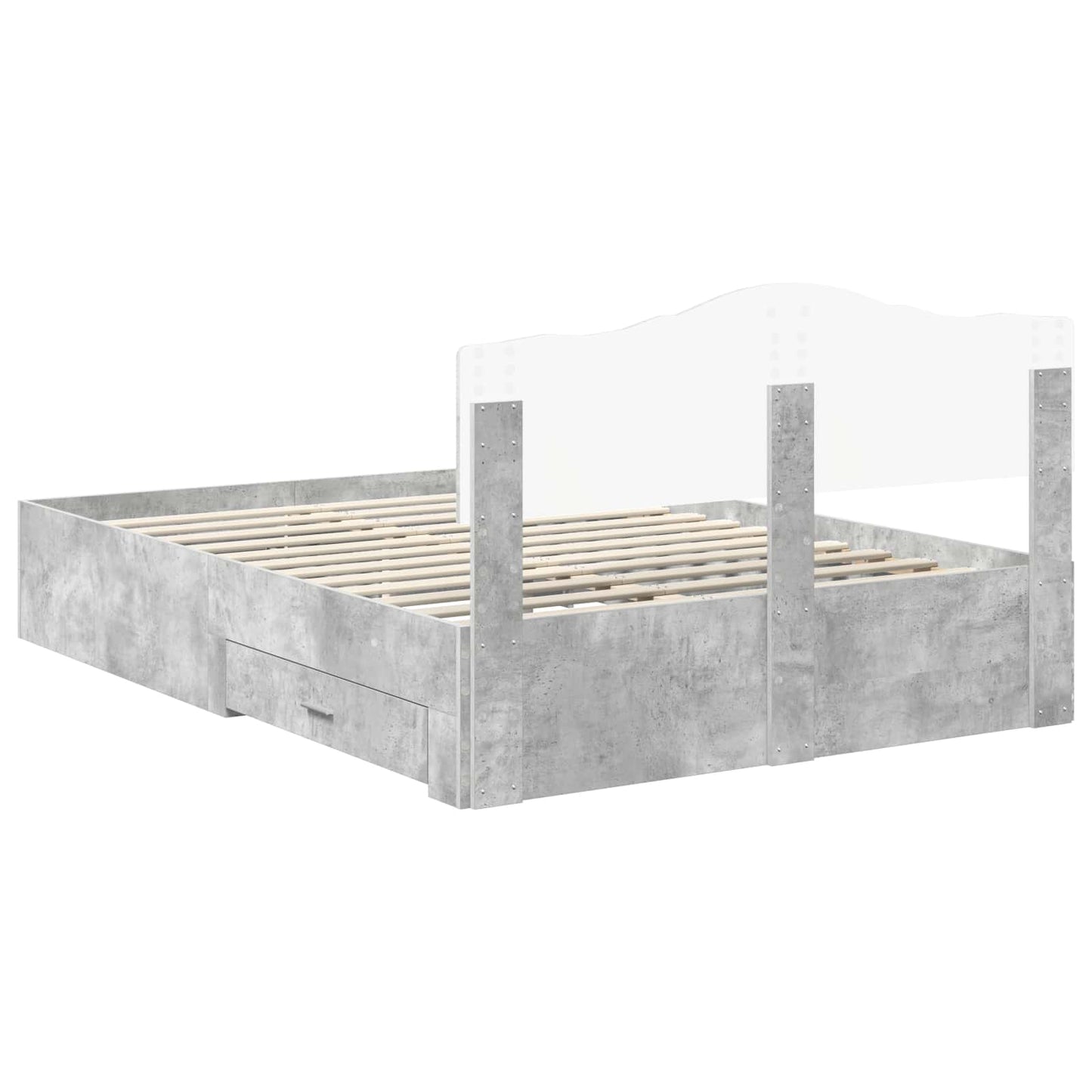 Bed Frame Concrete Grey 160 x 200 cm Engineered Wood