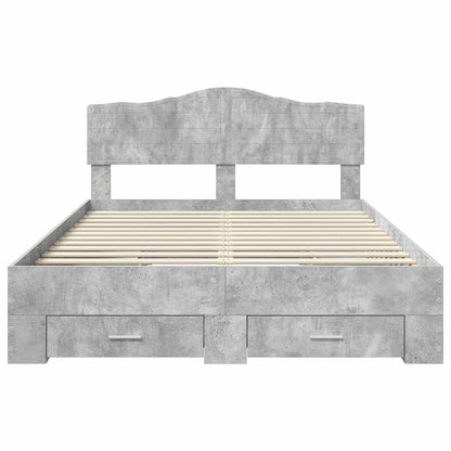 Bed Frame Concrete Grey 160 x 200 cm Engineered Wood