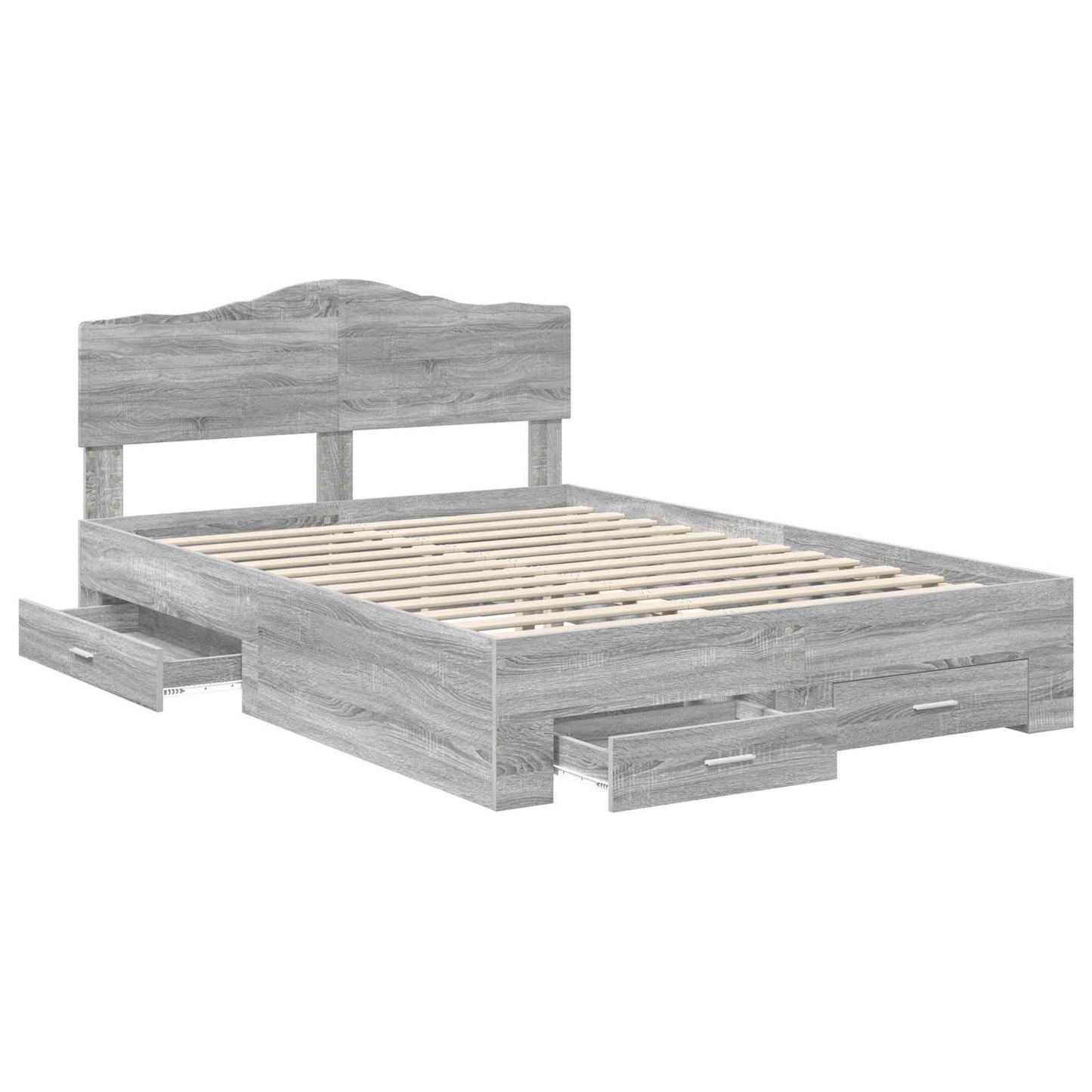 Bed Frame with Drawer Grey Sonoma 160 x 200 cm Engineered Wood