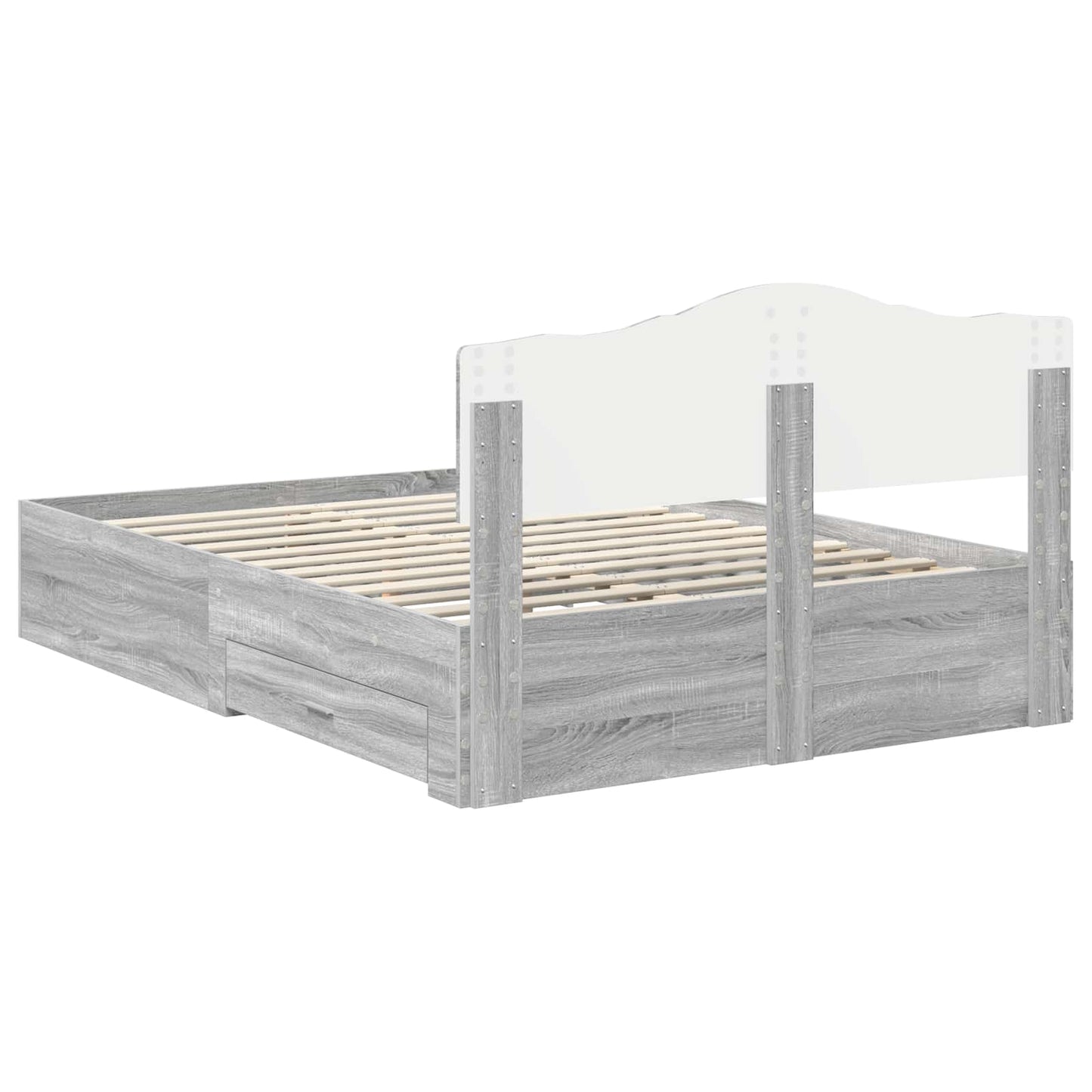 Bed Frame with Drawer Grey Sonoma 160 x 200 cm Engineered Wood