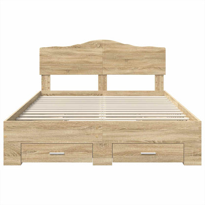 Bed Frame with Drawer Sonoma Oak 150 x 200 cm Engineered Wood