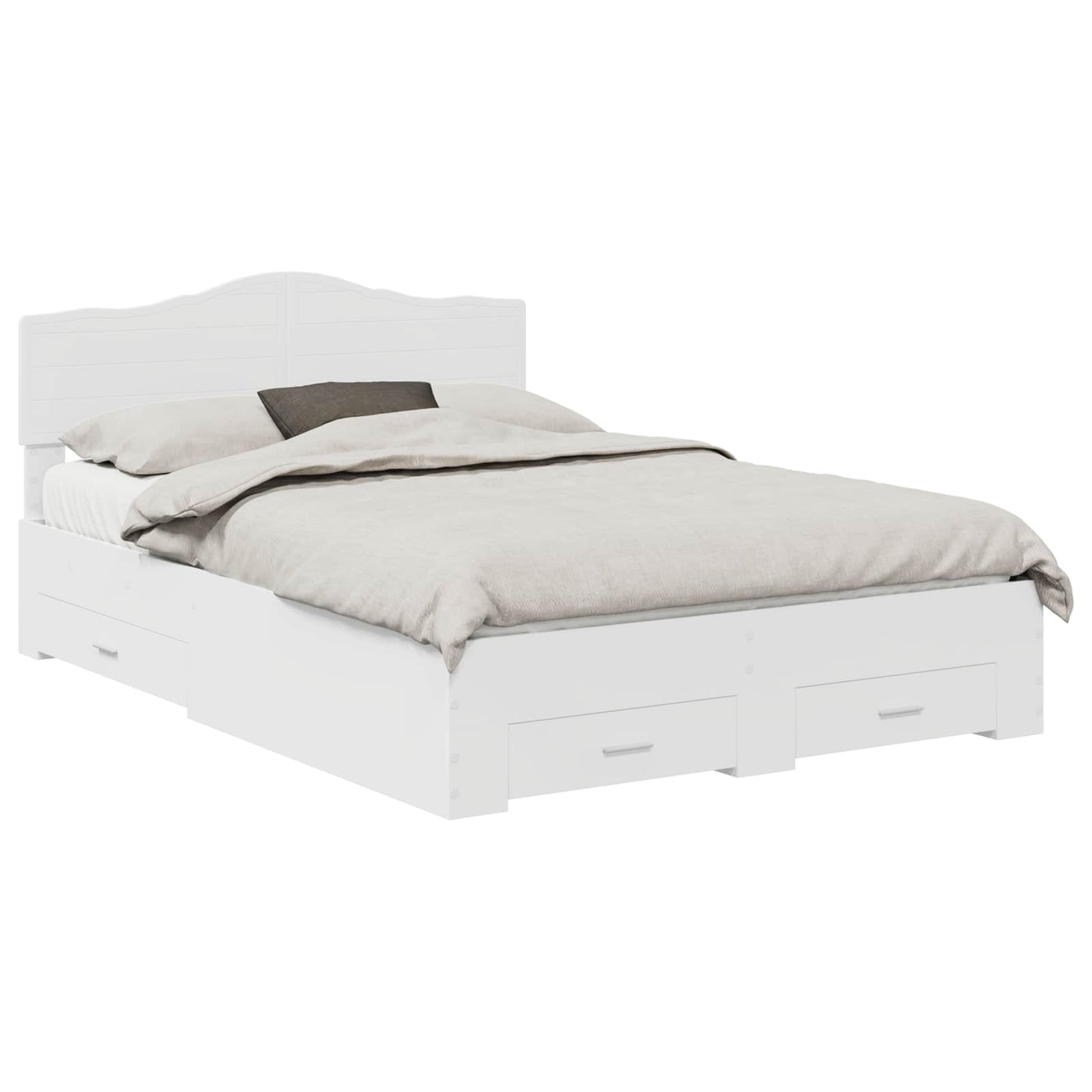 Bed Frame with Headboard White 140 x 200 cm Engineered Wood