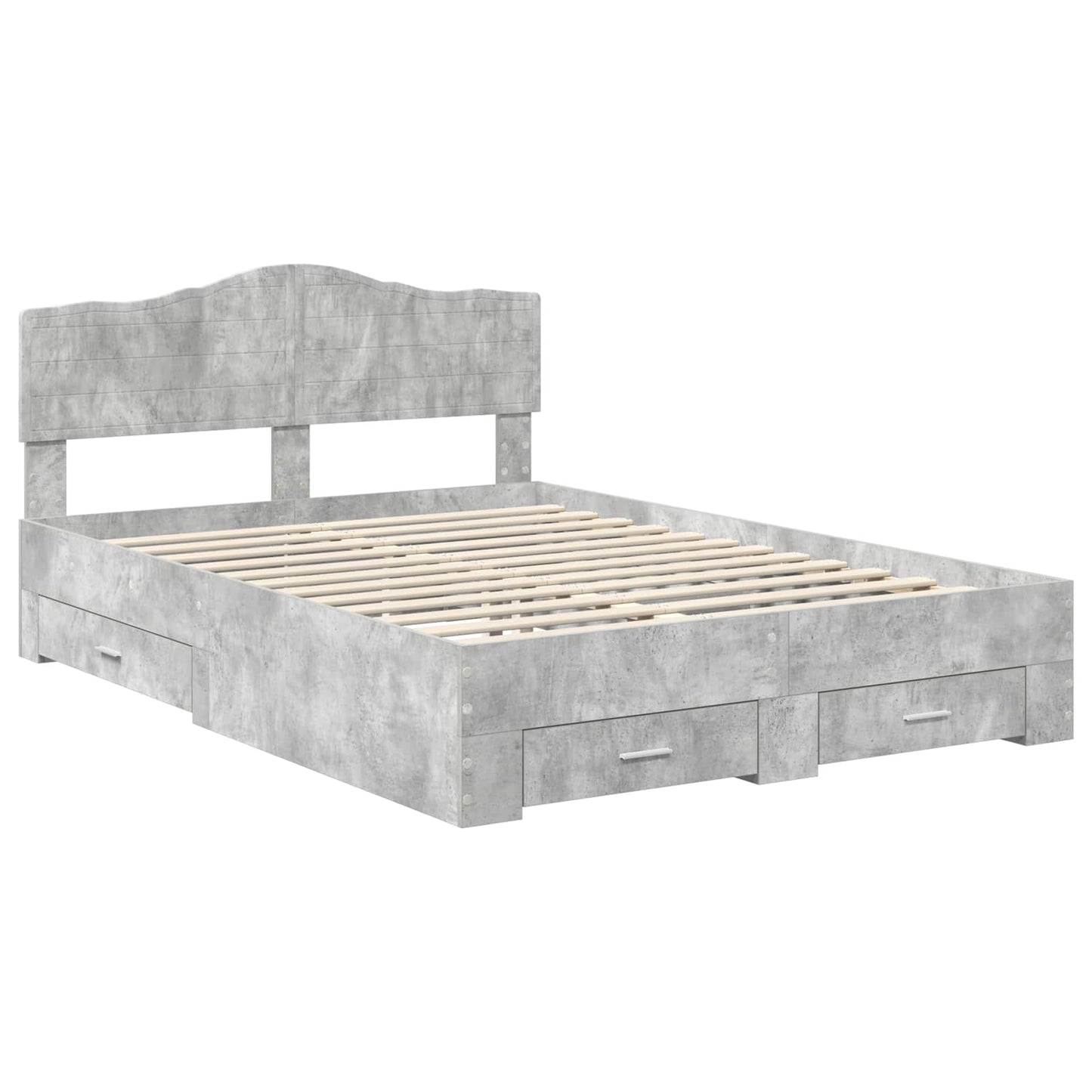 Bed Frame Concrete Grey 140 x 200 cm Engineered Wood