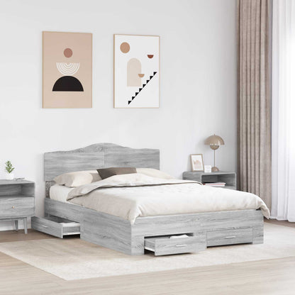 Bed Frame with Drawer Grey Sonoma 140 x 200 cm Engineered Wood
