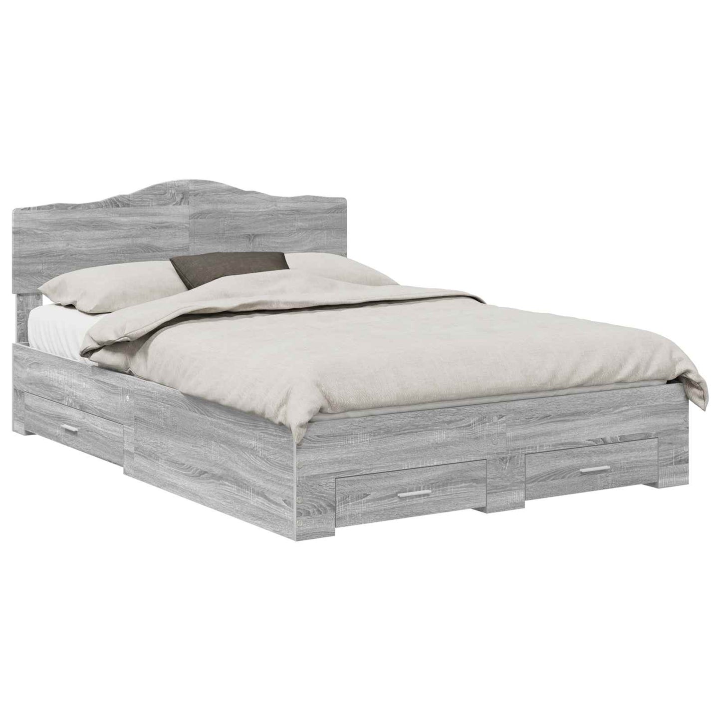 Bed Frame with Drawer Grey Sonoma 140 x 200 cm Engineered Wood