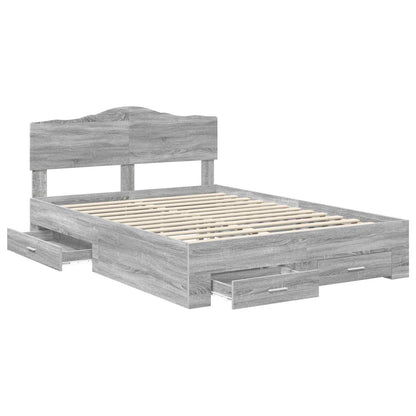 Bed Frame with Drawer Grey Sonoma 140 x 200 cm Engineered Wood