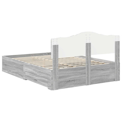 Bed Frame with Drawer Grey Sonoma 140 x 200 cm Engineered Wood