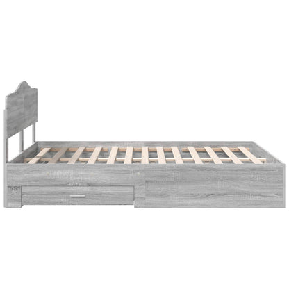 Bed Frame with Drawer Grey Sonoma 140 x 200 cm Engineered Wood