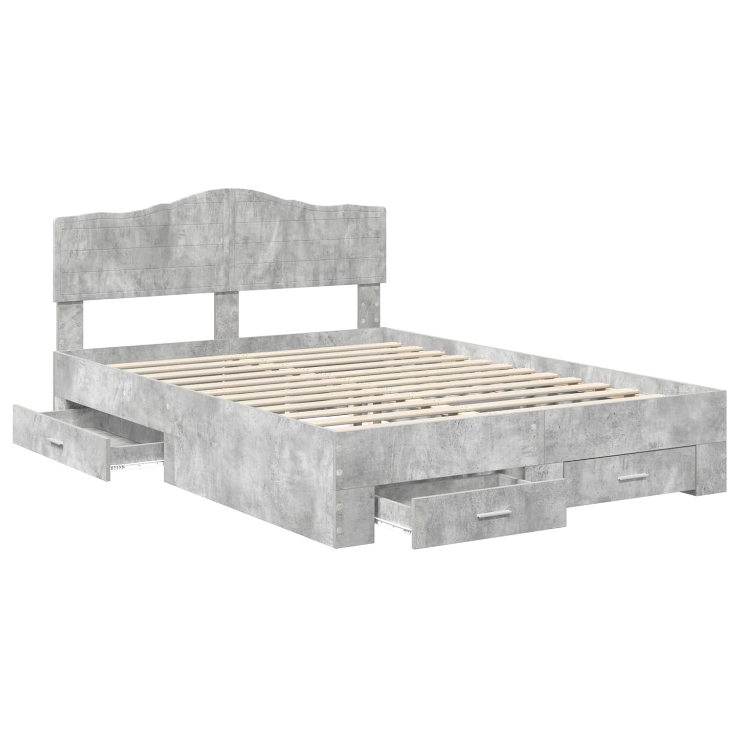 Bed Frame Concrete Grey 140 x 190 cm Engineered Wood