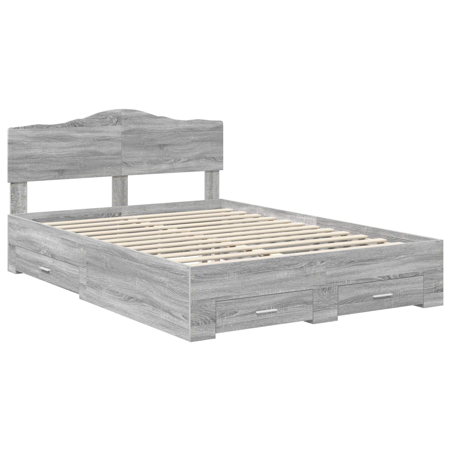 Bed Frame with Drawer Grey Sonoma 140 x 190 cm Engineered Wood