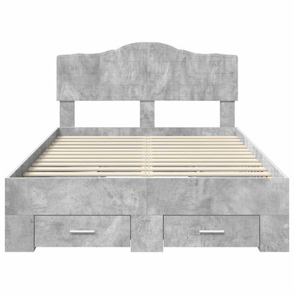 Bed Frame Concrete Grey 135 x 190 cm Engineered Wood