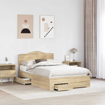 Bed Frame with Drawer Sonoma Oak 120 x 200 cm Engineered Wood