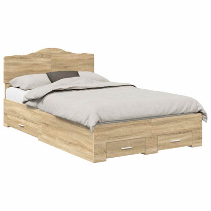 Bed Frame with Drawer Sonoma Oak 120 x 200 cm Engineered Wood