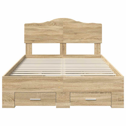 Bed Frame with Drawer Sonoma Oak 120 x 200 cm Engineered Wood