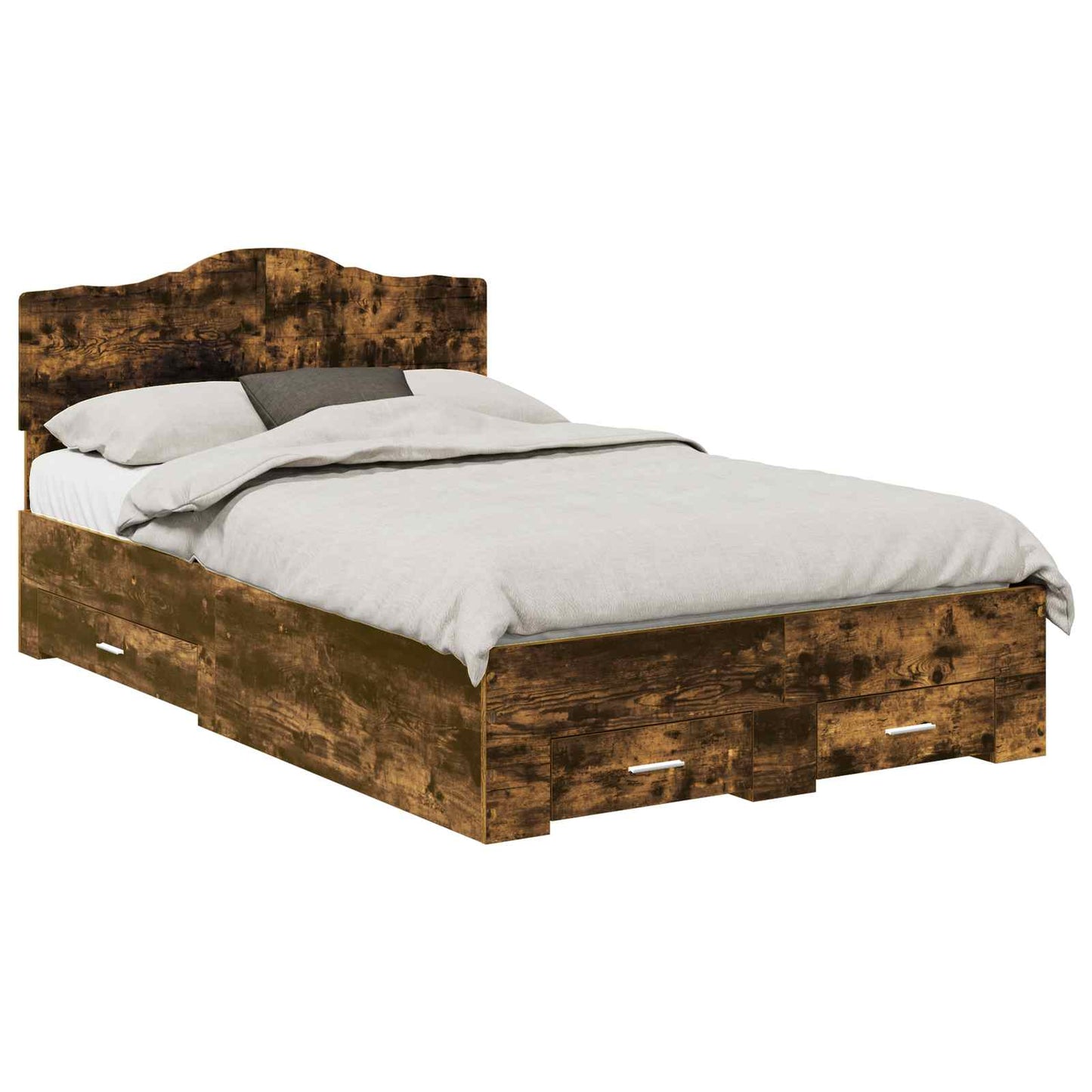 Bed Frame with Drawer Smoked Oak 120 x 200 cm Engineered Wood