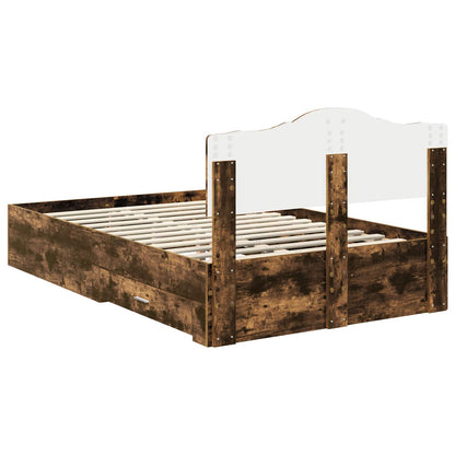 Bed Frame with Drawer Smoked Oak 120 x 200 cm Engineered Wood