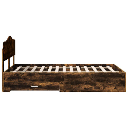 Bed Frame with Drawer Smoked Oak 120 x 200 cm Engineered Wood
