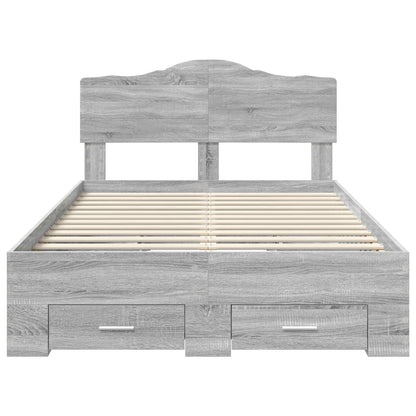 Bed Frame with Drawer Grey Sonoma 120 x 200 cm Engineered Wood