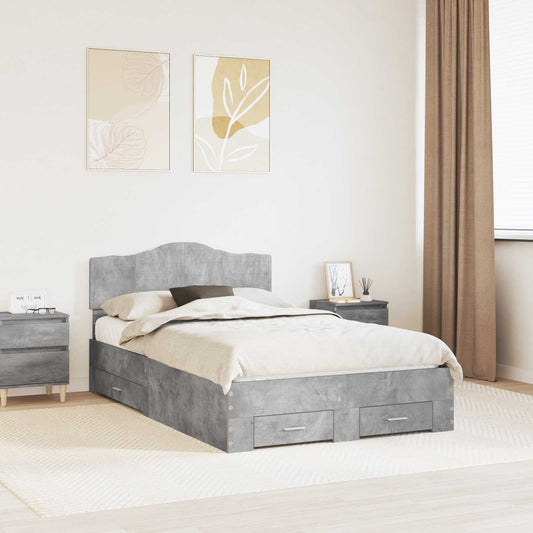Bed Frame Concrete Grey 120 x 190 cm Engineered Wood