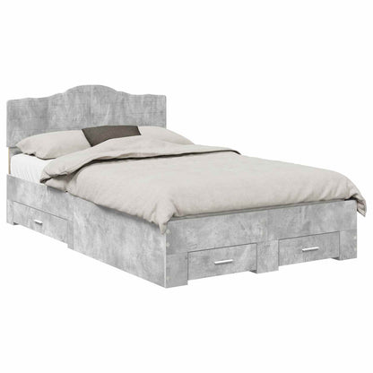 Bed Frame Concrete Grey 120 x 190 cm Engineered Wood