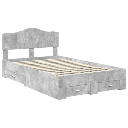 Bed Frame Concrete Grey 120 x 190 cm Engineered Wood