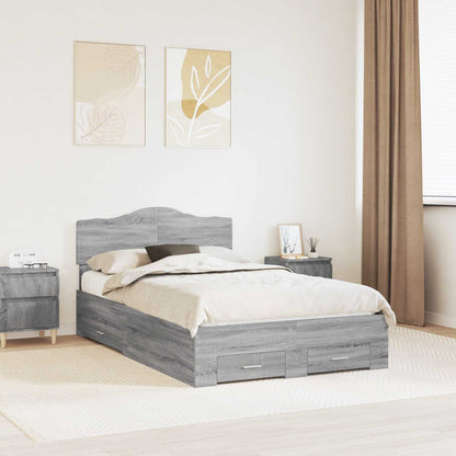 Bed Frame with Drawer Grey Sonoma 120 x 190 cm Engineered Wood