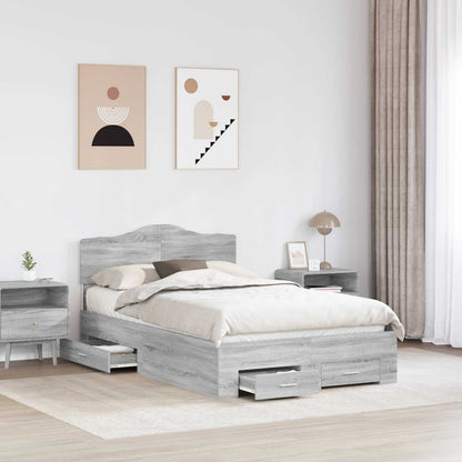 Bed Frame with Drawer Grey Sonoma 120 x 190 cm Engineered Wood