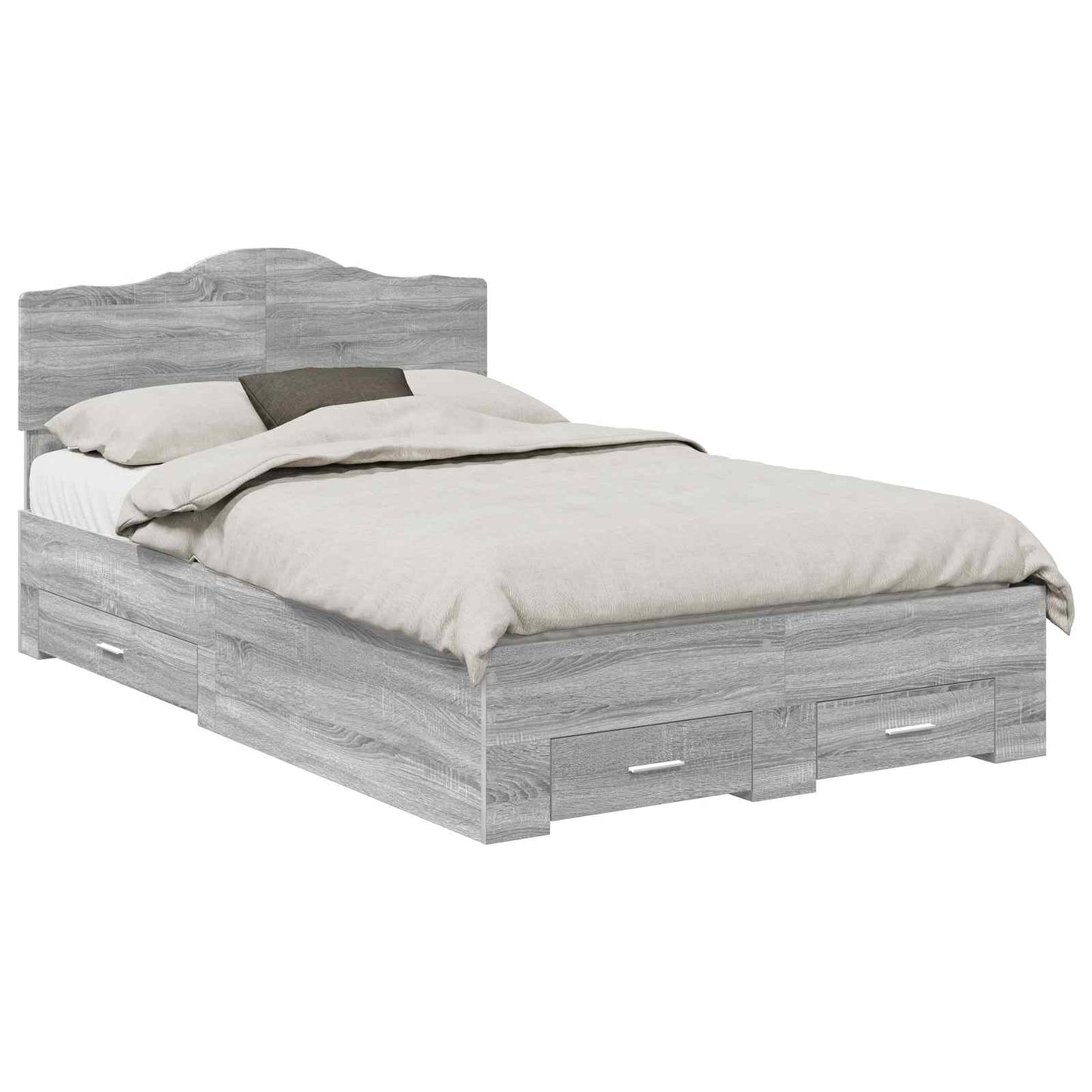 Bed Frame with Drawer Grey Sonoma 120 x 190 cm Engineered Wood
