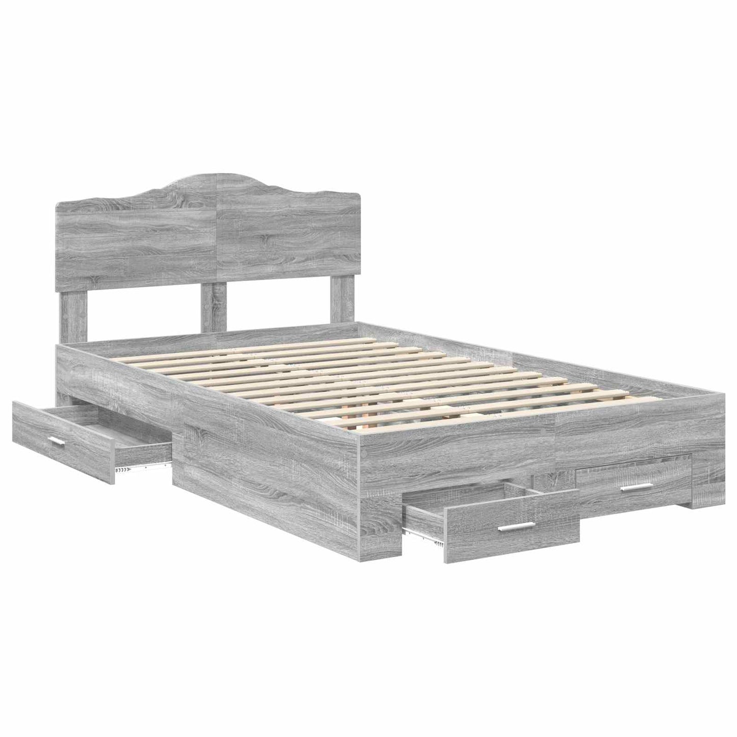Bed Frame with Drawer Grey Sonoma 120 x 190 cm Engineered Wood